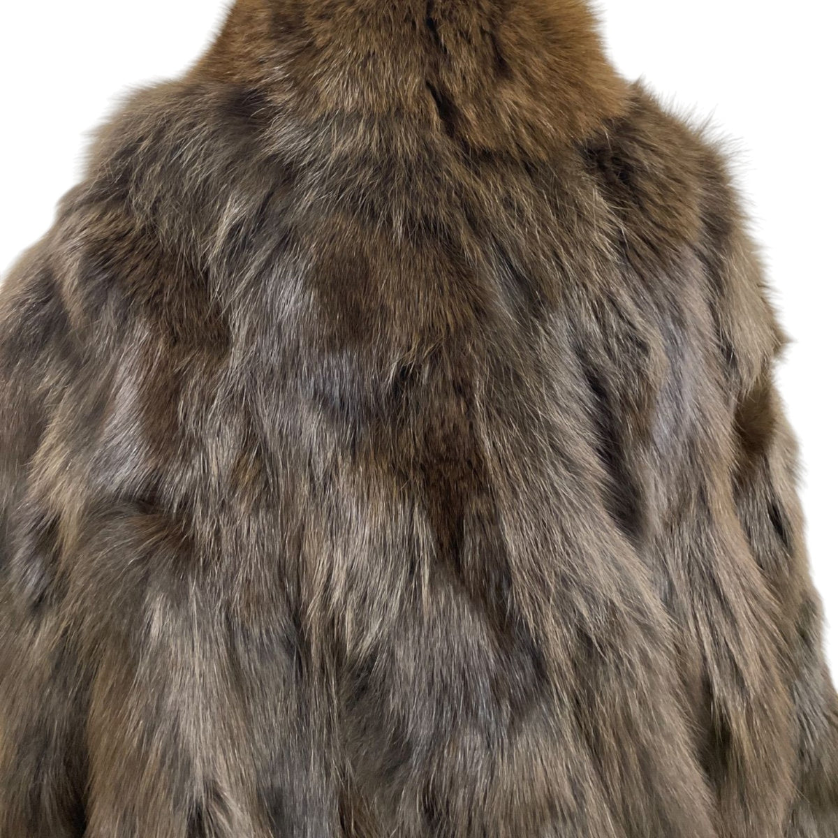 REAL FOX FUR CROPPED JACKET COAT VOLUMINOUS THICK WARM BROWN FROM JAPAN