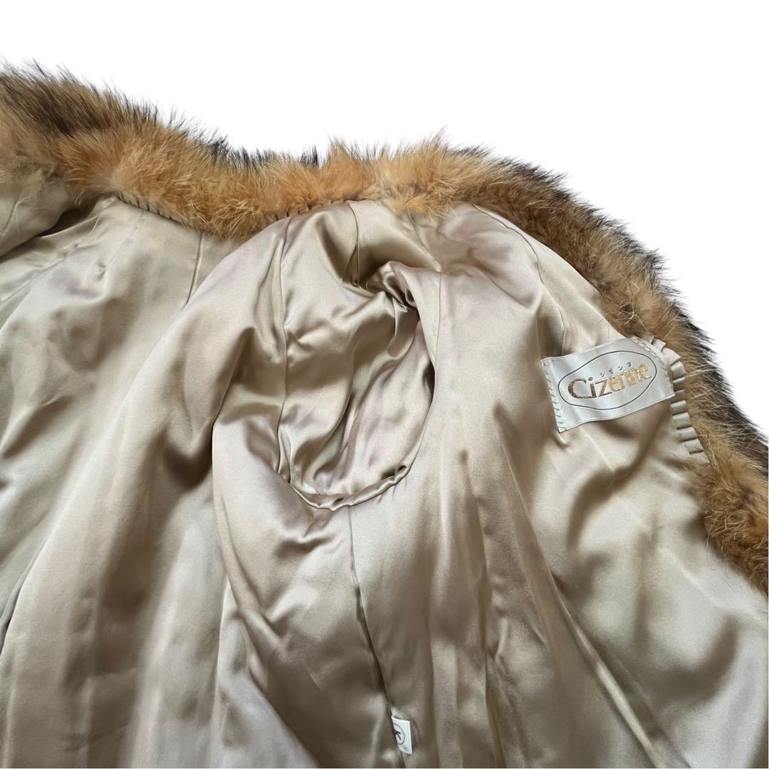 CIZENNE REAL FUR COAT JACKET 2WAY 9 M BROWN FROM JAPAN