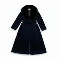 Vintage black sheepskin fox fur coat image 1