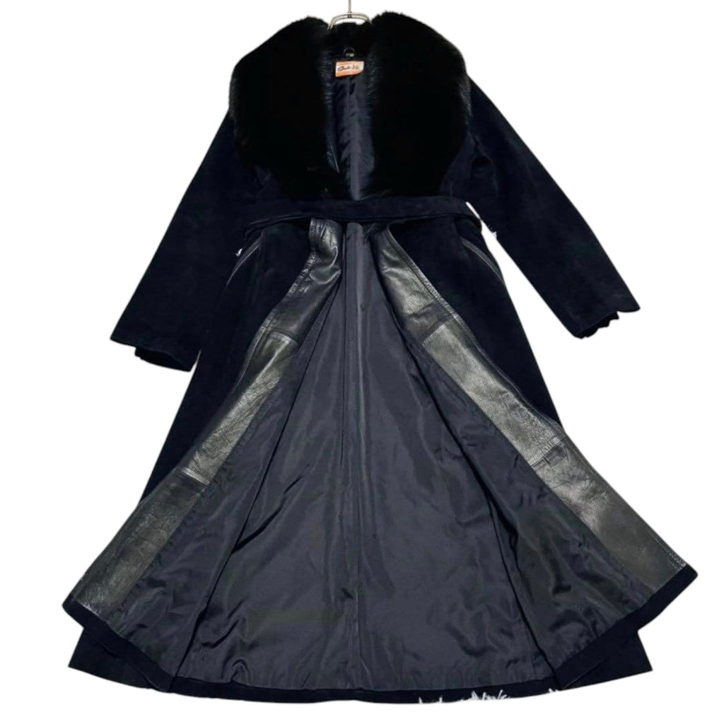 Vintage black sheepskin fox fur coat image 2