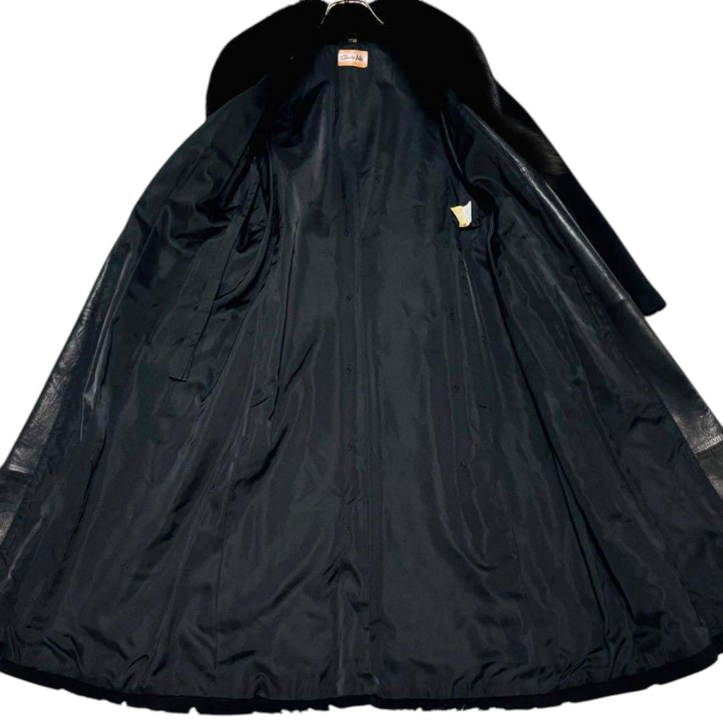 Vintage black sheepskin fox fur coat image 3