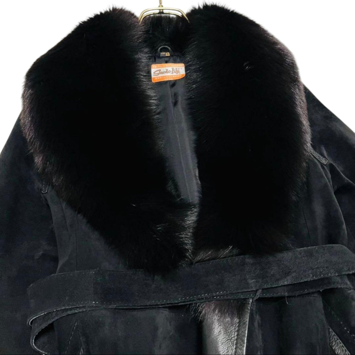 Vintage black sheepskin fox fur coat image 4
