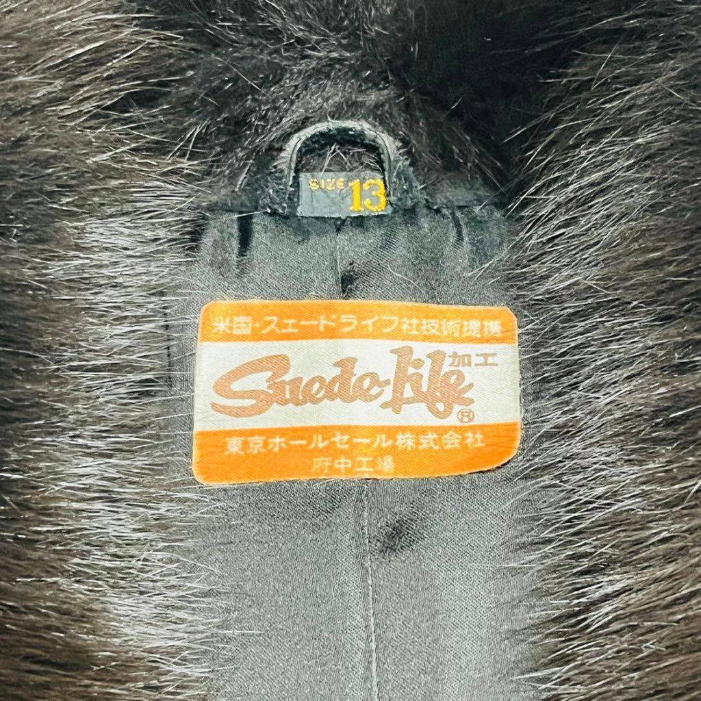 Vintage black sheepskin fox fur coat image 5