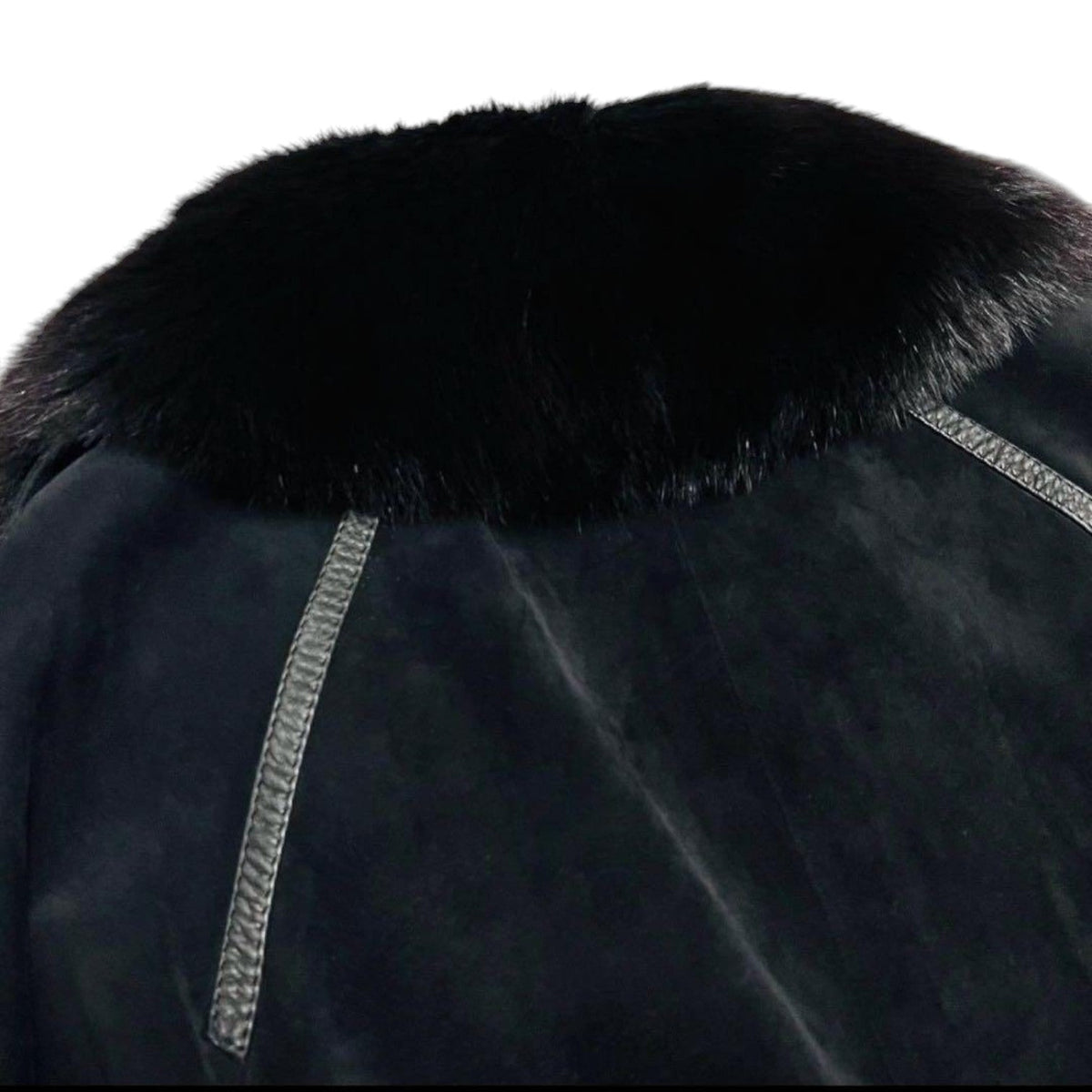 Vintage black sheepskin fox fur coat image 7