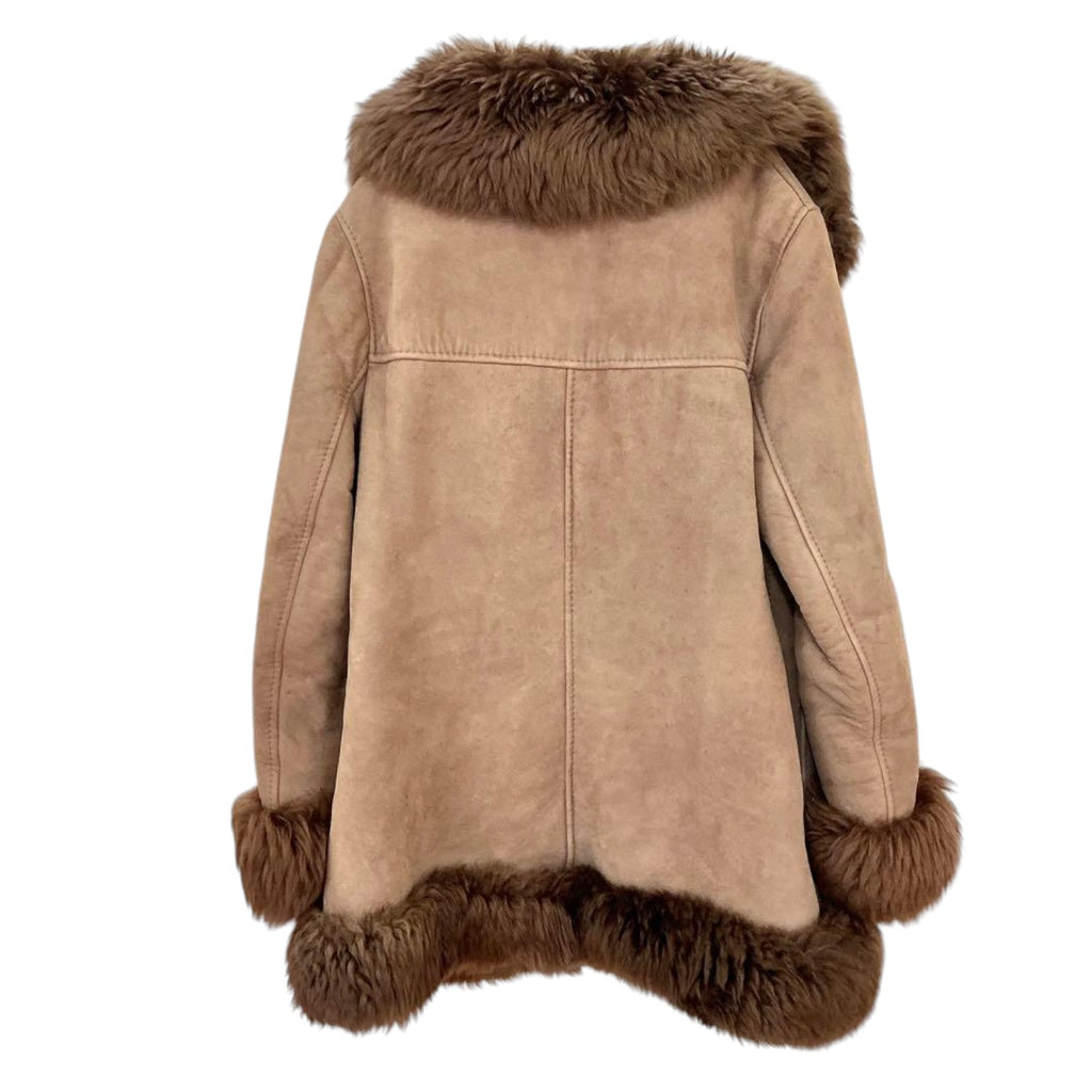 COZON VINTAGE SHEARLING MOUTON FUR COAT JACKET BROWN SIZE 13 L SPAIN - image 2