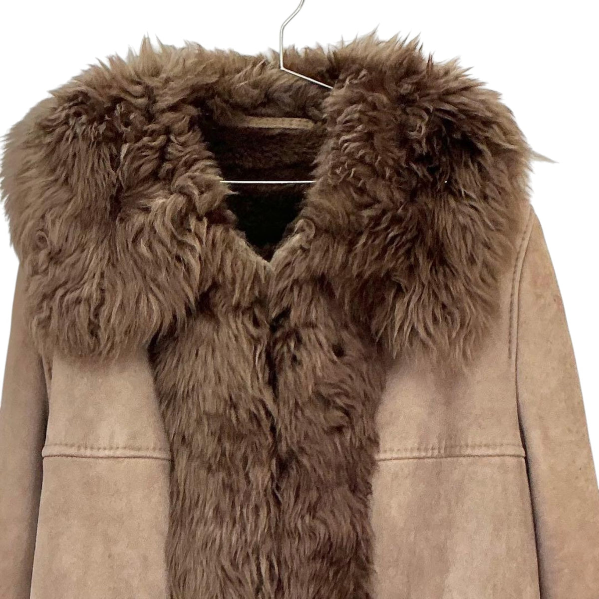 COZON VINTAGE SHEARLING MOUTON FUR COAT JACKET BROWN SIZE 13 L SPAIN - image 3