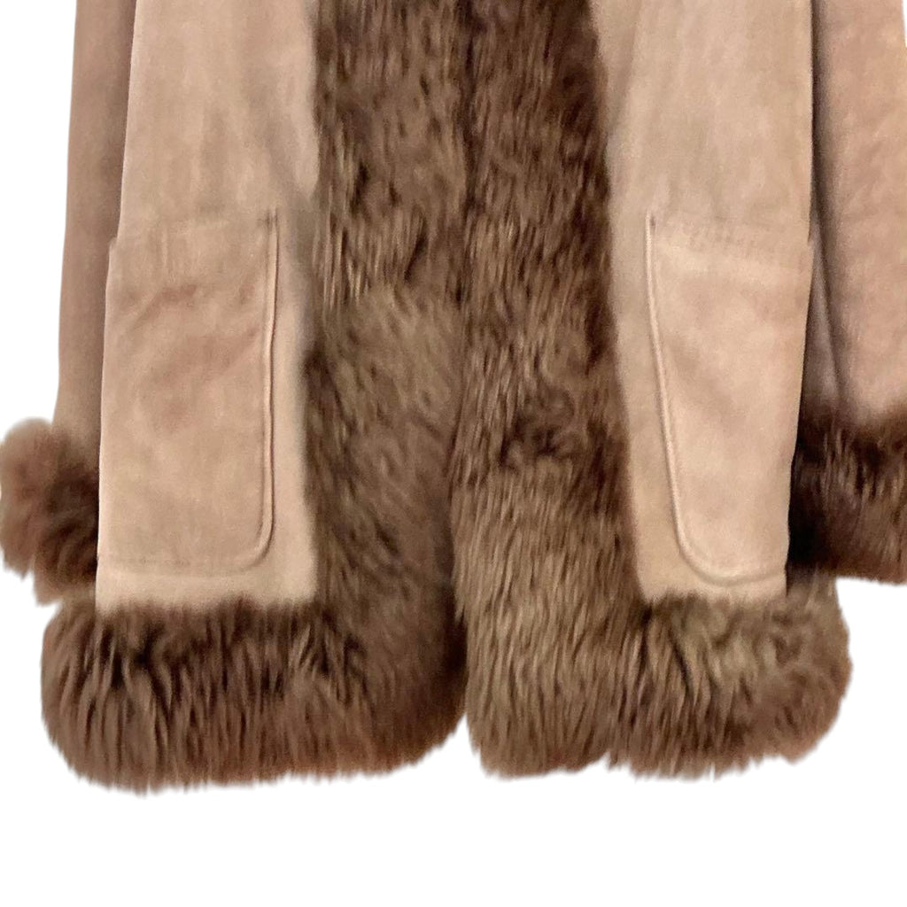 COZON VINTAGE SHEARLING MOUTON FUR COAT JACKET BROWN SIZE 13 L SPAIN - image 4