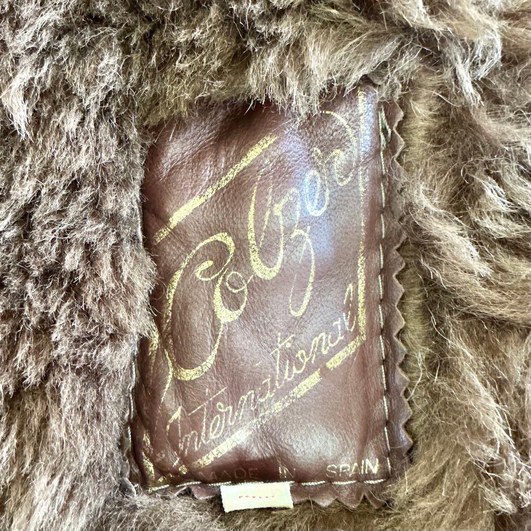 COZON VINTAGE SHEARLING MOUTON FUR COAT JACKET BROWN SIZE 13 L SPAIN - image 7
