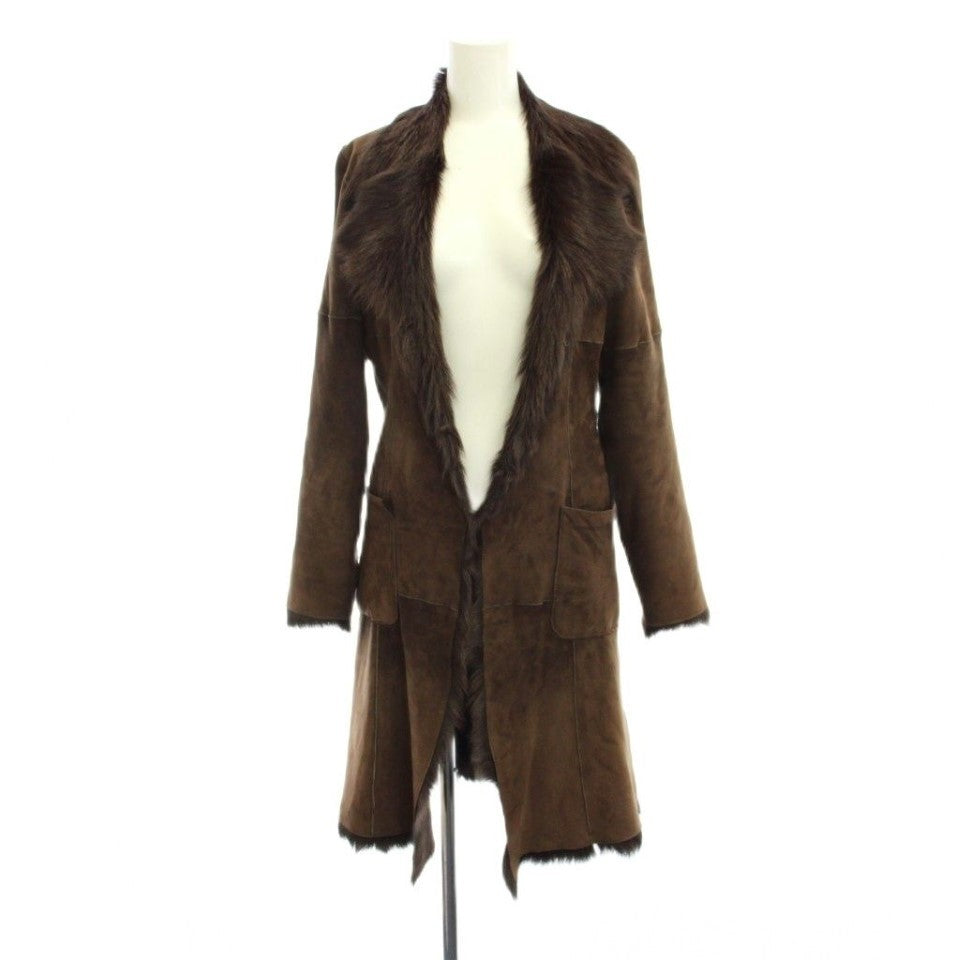 STEFANEL SHEARLING MOUTON FUR COAT JACKET BROWN SIZE IT36 XS JAPAN - image 1
