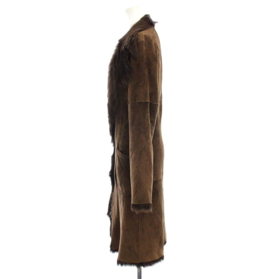 STEFANEL SHEARLING MOUTON FUR COAT JACKET BROWN SIZE IT36 XS JAPAN - image 2