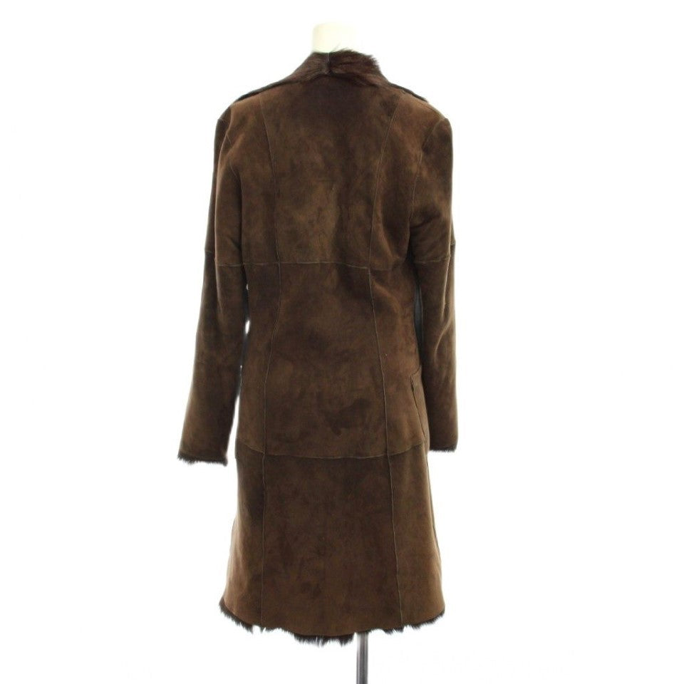 STEFANEL SHEARLING MOUTON FUR COAT JACKET BROWN SIZE IT36 XS JAPAN - image 3