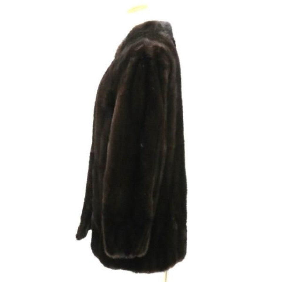 VINTAGE REAL MINK FUR COAT JACKET DARK BROWN SIZE 11 L FROM JAPAN - image 2