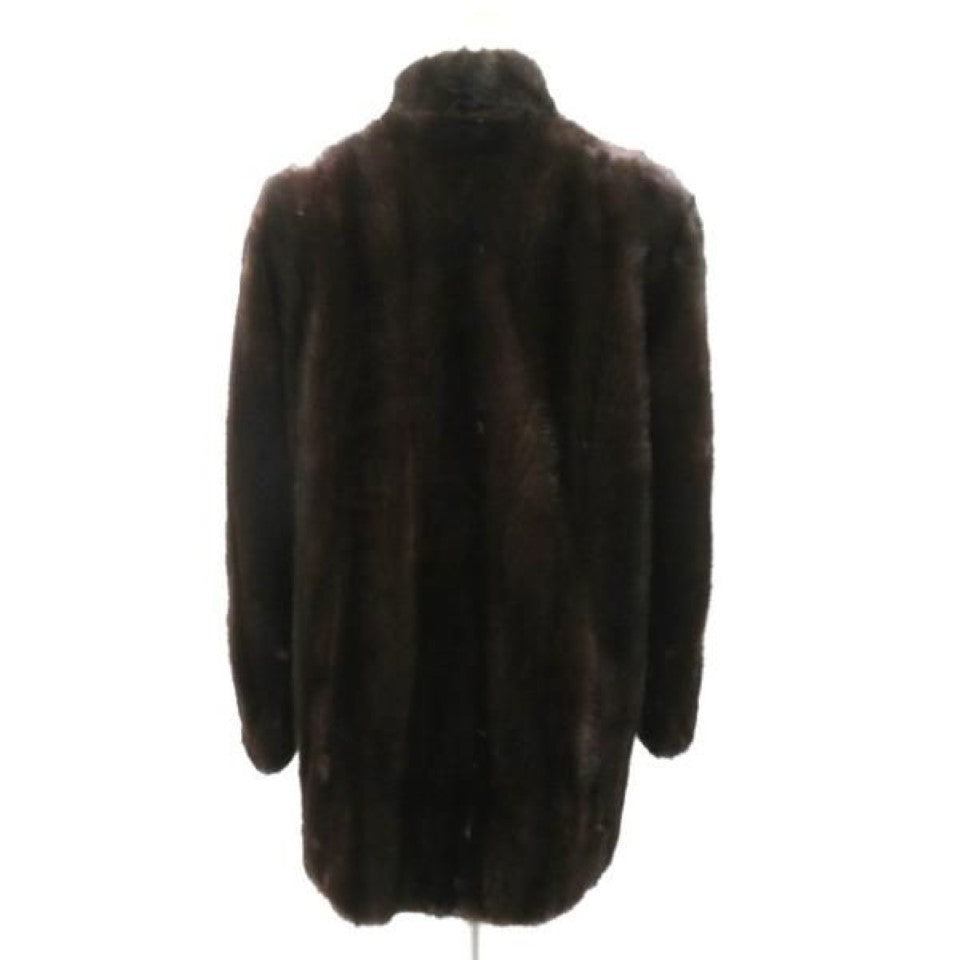 VINTAGE REAL MINK FUR COAT JACKET DARK BROWN SIZE 11 L FROM JAPAN - image 3