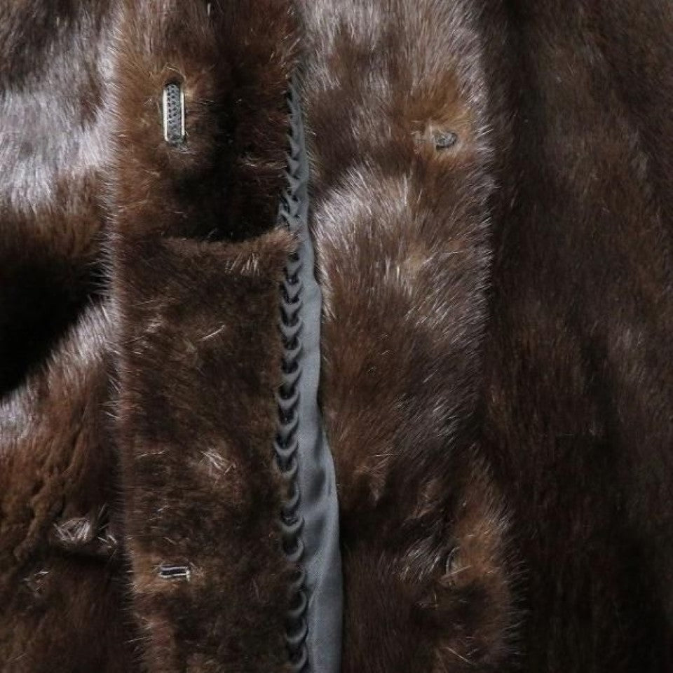 VINTAGE REAL MINK FUR COAT JACKET DARK BROWN SIZE 11 L FROM JAPAN - image 6