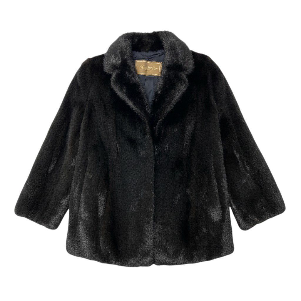 MOONBAT FUR REAL DARK MINK FUR COAT JACKET BLACK GOLD LABEL SIZE 11 L JAPAN - image 1