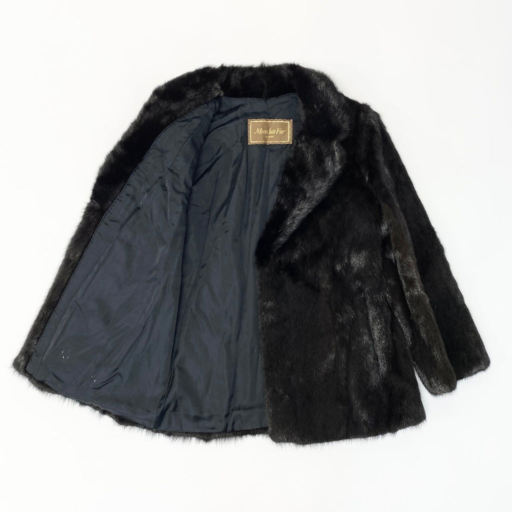 MOONBAT FUR REAL DARK MINK FUR COAT JACKET BLACK GOLD LABEL SIZE 11 L JAPAN - image 4