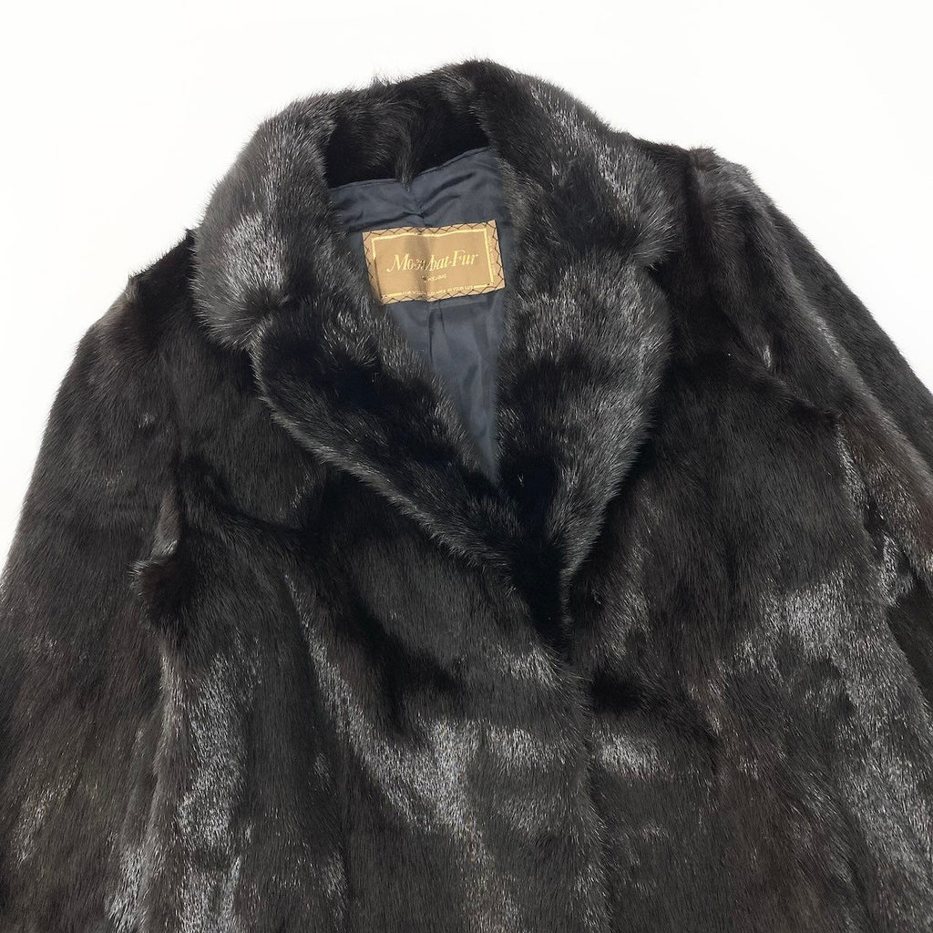 MOONBAT FUR REAL DARK MINK FUR COAT JACKET BLACK GOLD LABEL SIZE 11 L JAPAN - image 5