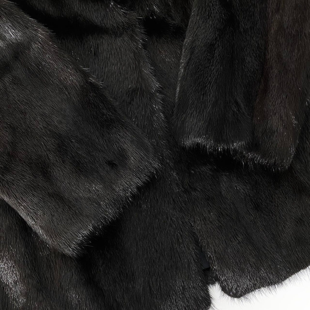 MOONBAT FUR REAL DARK MINK FUR COAT JACKET BLACK GOLD LABEL SIZE 11 L JAPAN - image 6