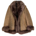 ADAR REAL SHEARLING MOUTON FUR SUEDE COAT JACKET BEIGE SIZE 9 M SPAIN - image 1