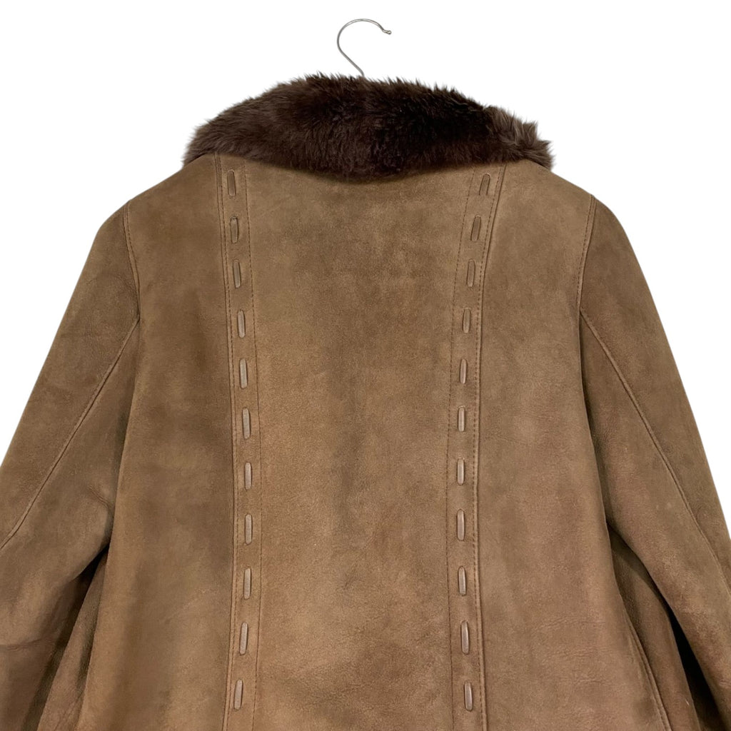 ADAR REAL SHEARLING MOUTON FUR SUEDE COAT JACKET BEIGE SIZE 9 M SPAIN - image 8