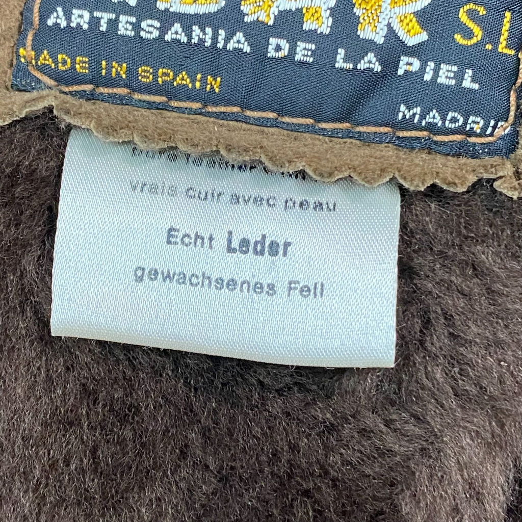 ADAR REAL SHEARLING MOUTON FUR SUEDE COAT JACKET BEIGE SIZE 9 M SPAIN - image 12