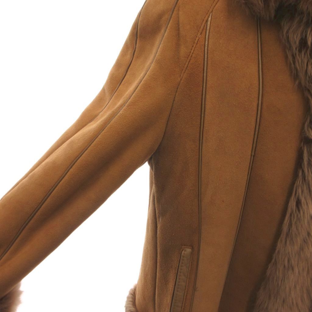 ADAR REAL SHEARLING MOUTON FUR COAT JACKET BROWN LEATHER PIPING SPAIN - image 5