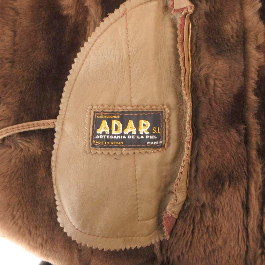 ADAR REAL SHEARLING MOUTON FUR COAT JACKET BROWN LEATHER PIPING SPAIN - image 7