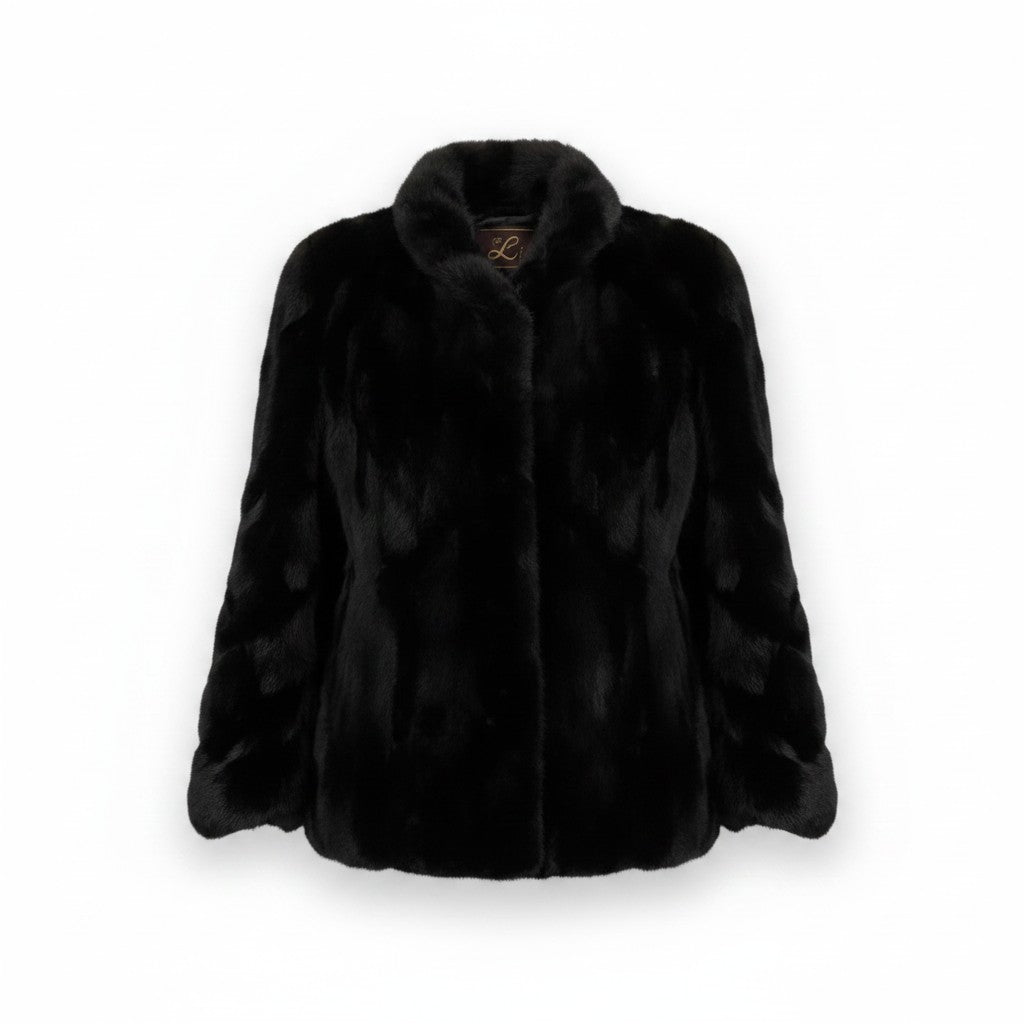 ELEGANCE L FUR REAL MINK FUR COAT JACKET BLACK FREE SIZE JAPAN - image 1