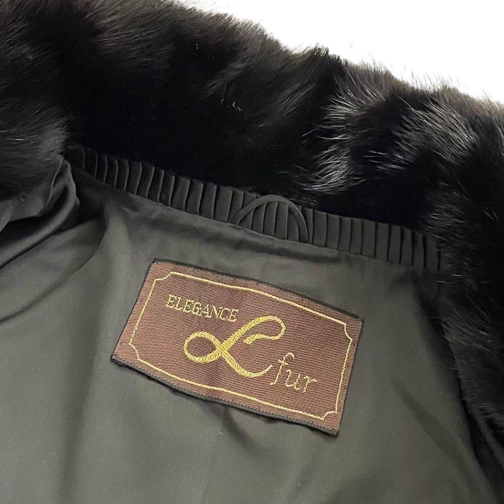 ELEGANCE L FUR REAL MINK FUR COAT JACKET BLACK FREE SIZE JAPAN - image 4