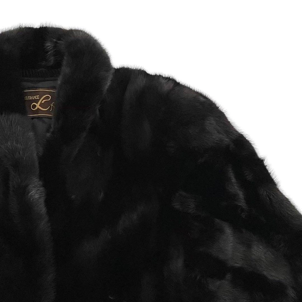 ELEGANCE L FUR REAL MINK FUR COAT JACKET BLACK FREE SIZE JAPAN - image 5