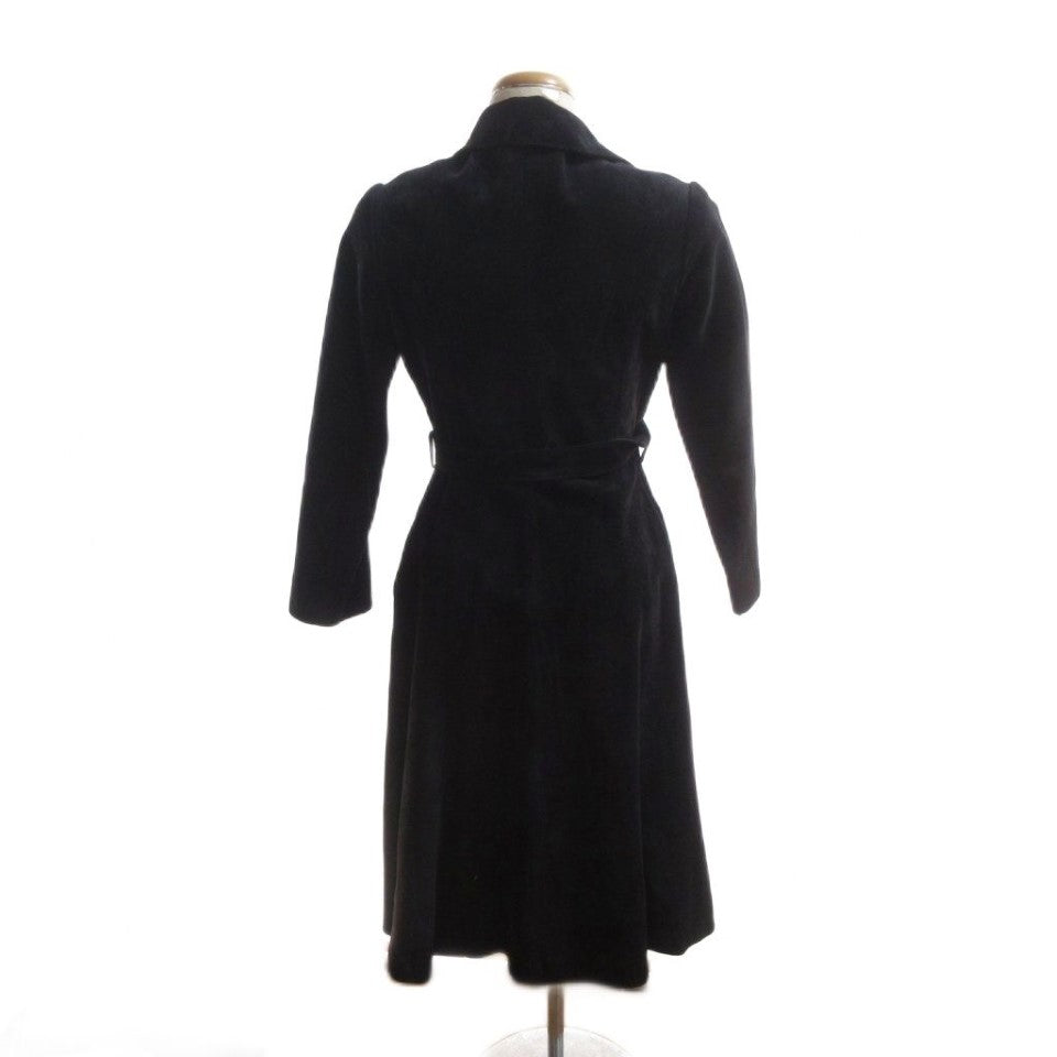 PARTINA VINTAGE SUEDE REAL LEATHER BELTED LONG COAT BLACK SIZE 11 L JAPAN - image 4
