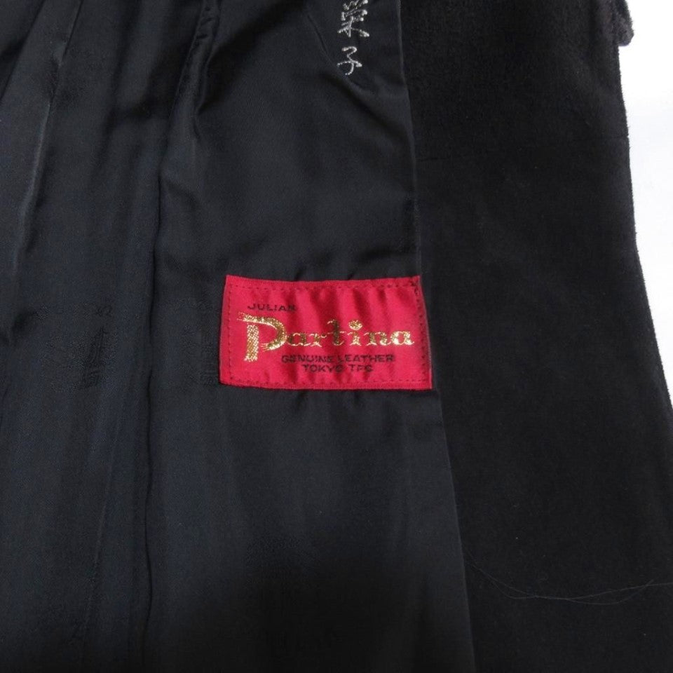 PARTINA VINTAGE SUEDE REAL LEATHER BELTED LONG COAT BLACK SIZE 11 L JAPAN - image 5