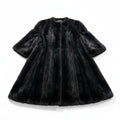 REAL BLACK MINK FUR LONG COAT JACKET GATHERED SLEEVES SIZE 13 XL JAPAN - image 1