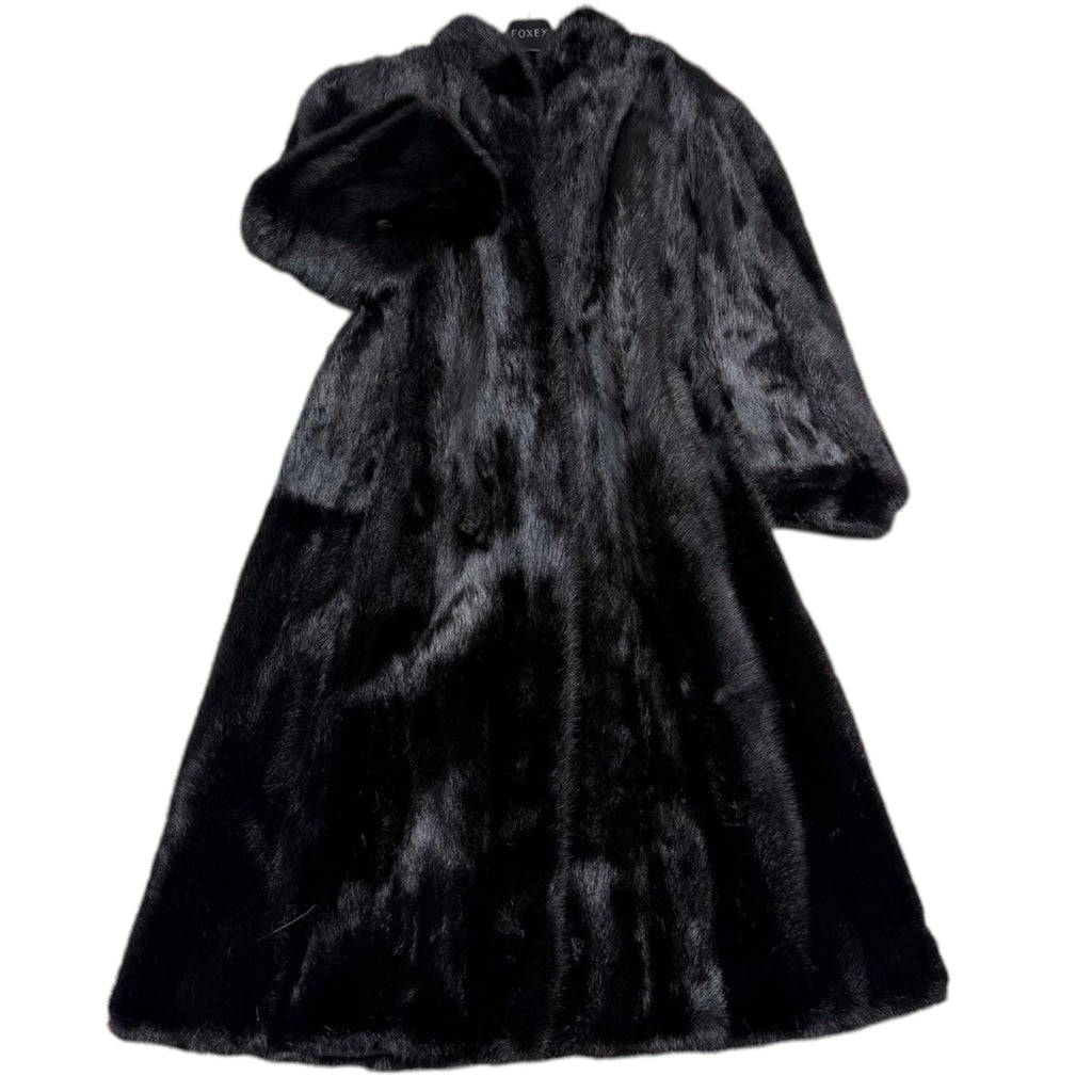 REAL BLACK MINK FUR LONG COAT JACKET GATHERED SLEEVES SIZE 13 XL JAPAN - image 2