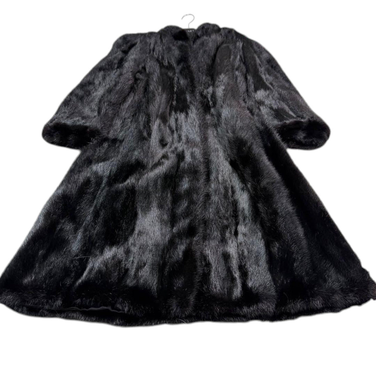 REAL BLACK MINK FUR LONG COAT JACKET GATHERED SLEEVES SIZE 13 XL JAPAN - image 4