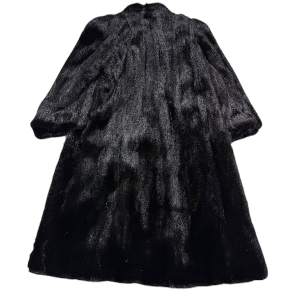 REAL BLACK MINK FUR LONG COAT JACKET GATHERED SLEEVES SIZE 13 XL JAPAN - image 5