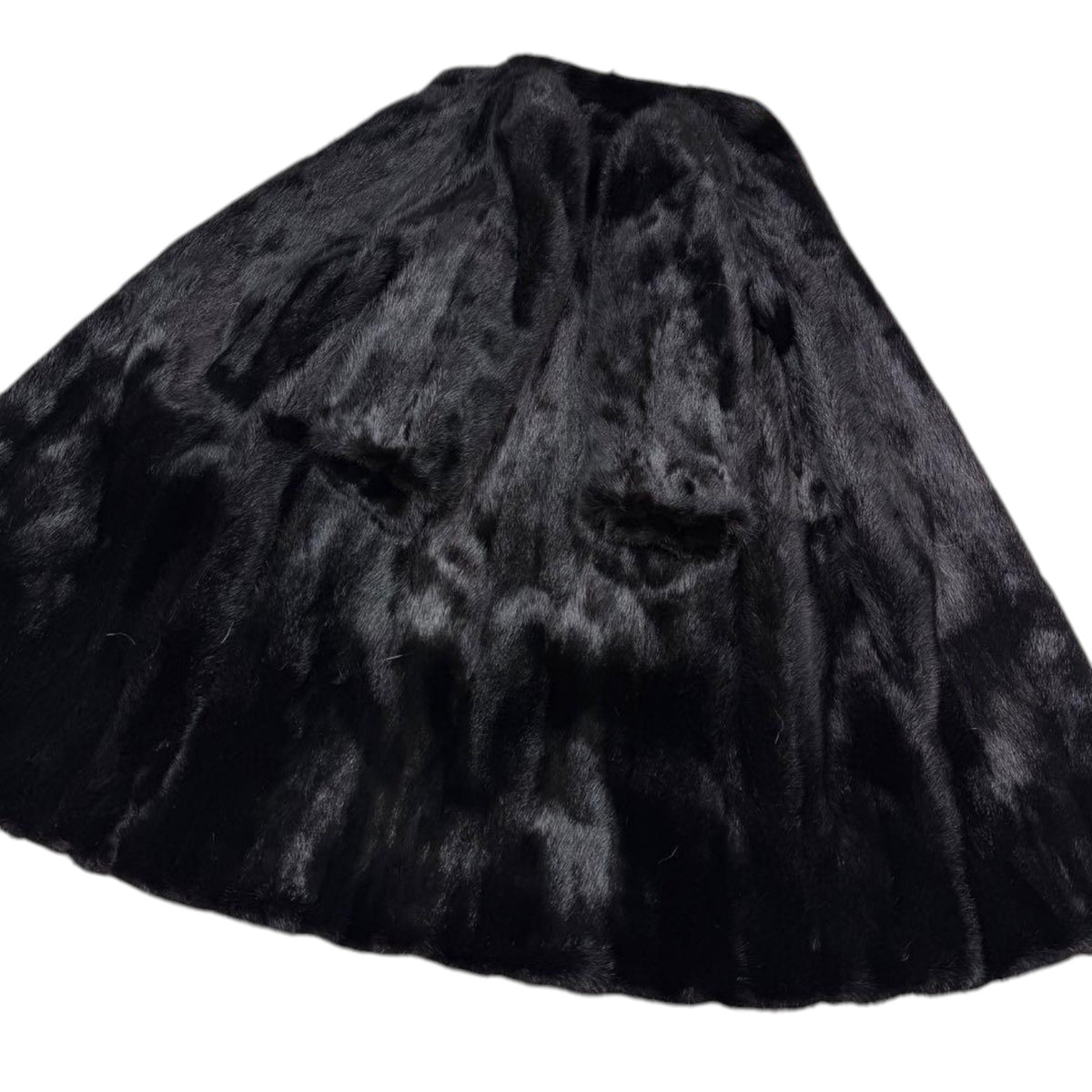 REAL BLACK MINK FUR LONG COAT JACKET GATHERED SLEEVES SIZE 13 XL JAPAN - image 6