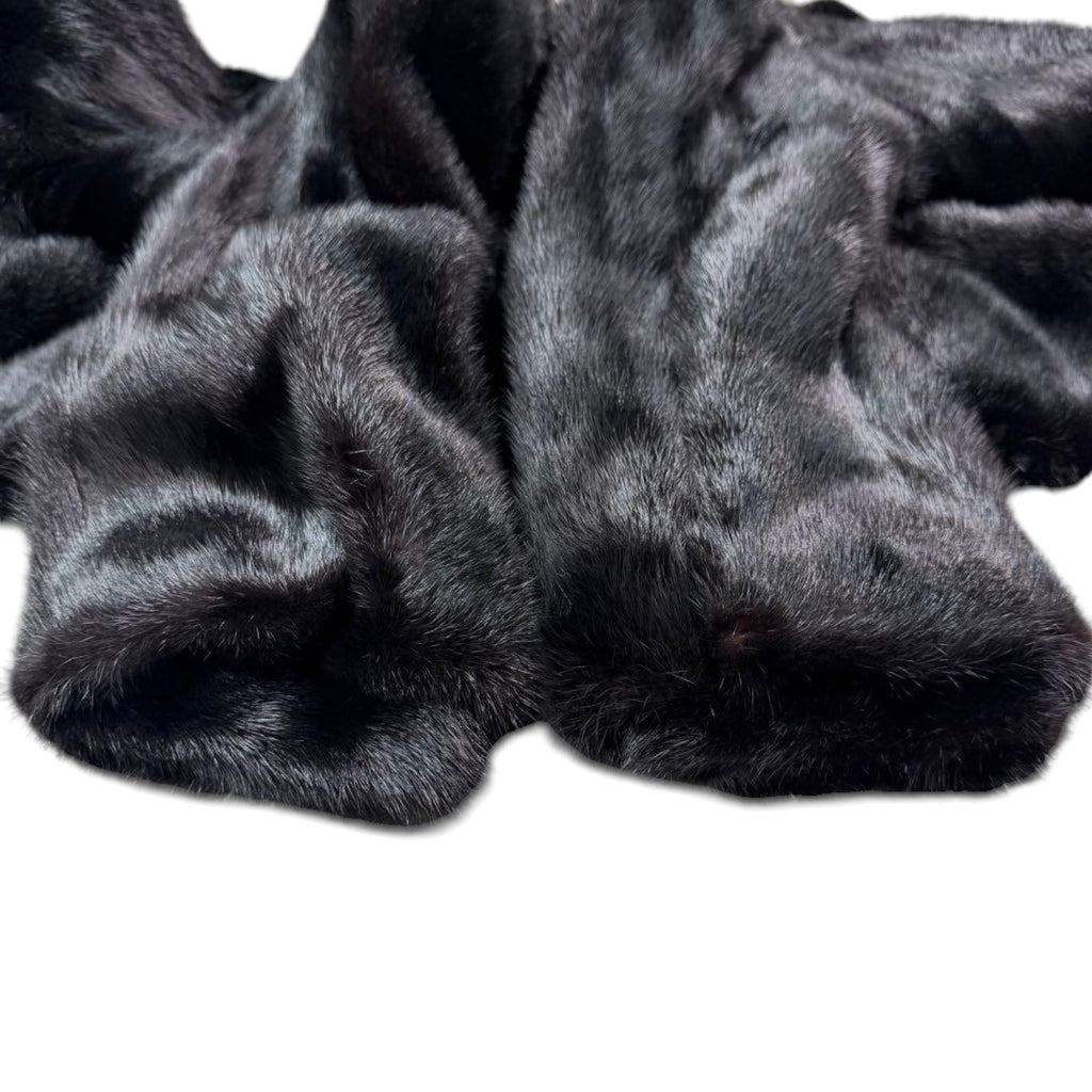 REAL BLACK MINK FUR LONG COAT JACKET GATHERED SLEEVES SIZE 13 XL JAPAN - image 7