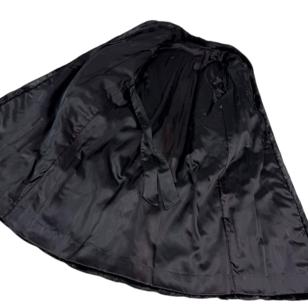 REAL BLACK MINK FUR LONG COAT JACKET GATHERED SLEEVES SIZE 13 XL JAPAN - image 8