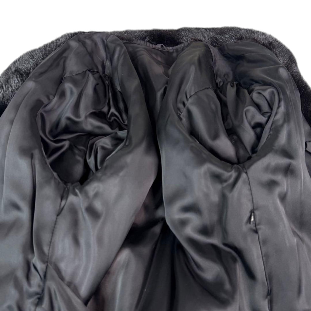 REAL BLACK MINK FUR LONG COAT JACKET GATHERED SLEEVES SIZE 13 XL JAPAN - image 11