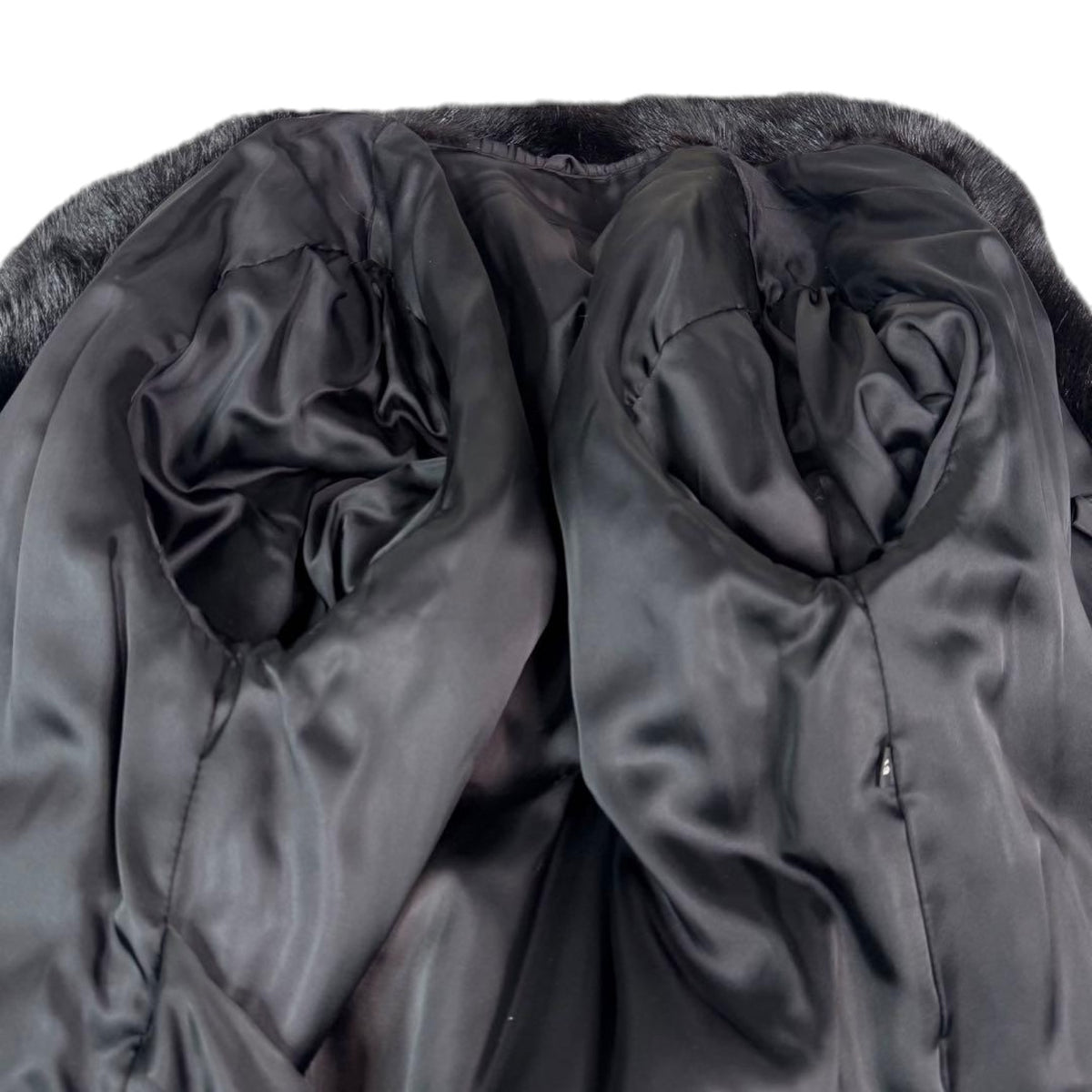 REAL BLACK MINK FUR LONG COAT JACKET GATHERED SLEEVES SIZE 13 XL JAPAN - image 11