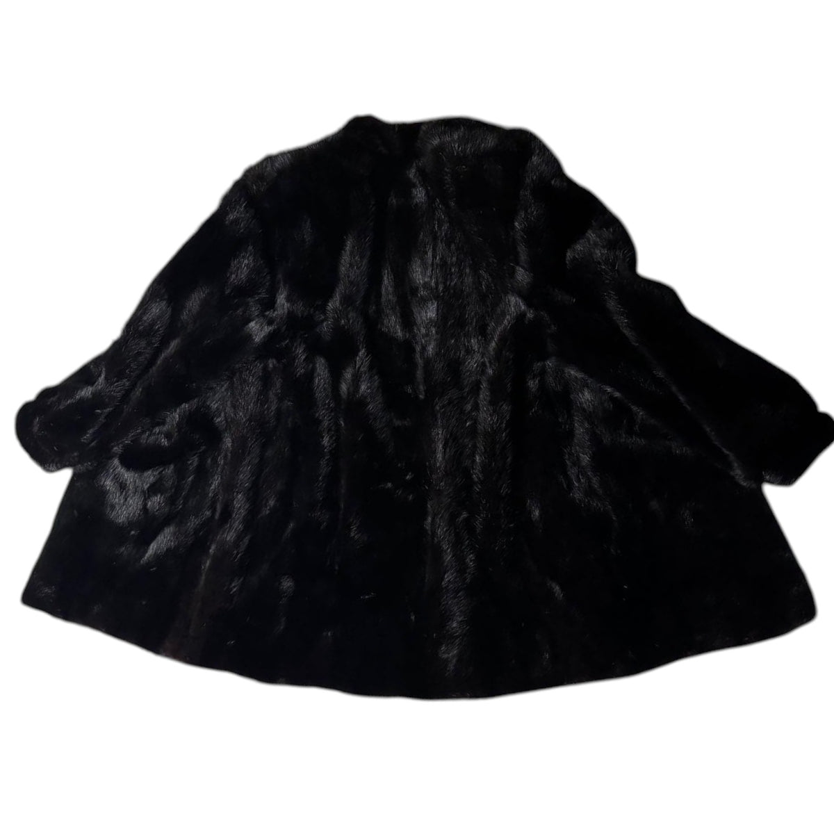 REAL MINK FUR COAT JACKET GLOSSY BLACK SIZE 13 XL FROM JAPAN - image 1