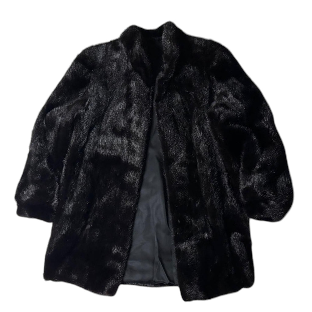 REAL MINK FUR COAT JACKET GLOSSY BLACK SIZE 13 XL FROM JAPAN - image 2