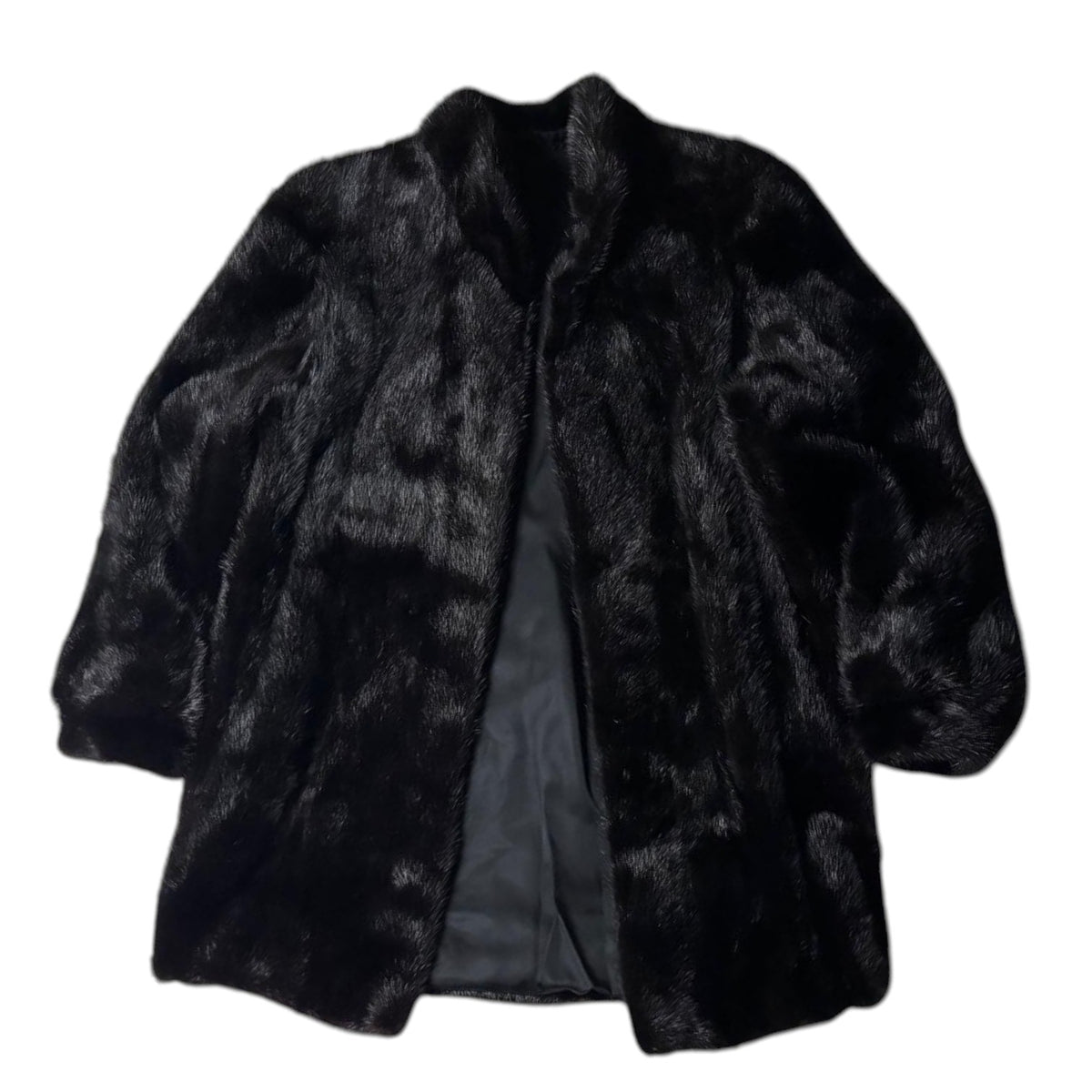REAL MINK FUR COAT JACKET GLOSSY BLACK SIZE 13 XL FROM JAPAN - image 2