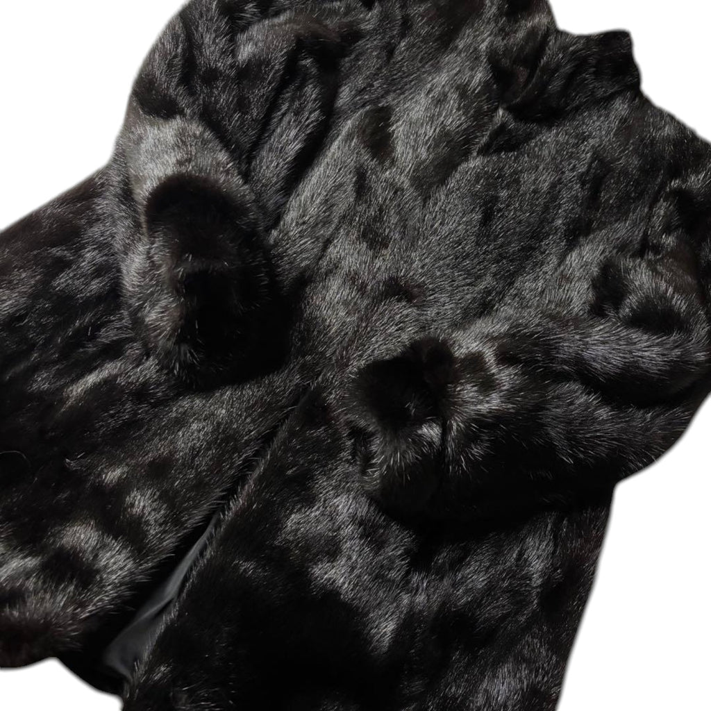 REAL MINK FUR COAT JACKET GLOSSY BLACK SIZE 13 XL FROM JAPAN - image 7