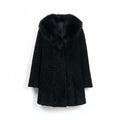 VINTAGE BLACK REAL FOX FUR COLLAR LAMB LEATHER COAT JACKET SIZE 9 M JAPAN - image 1