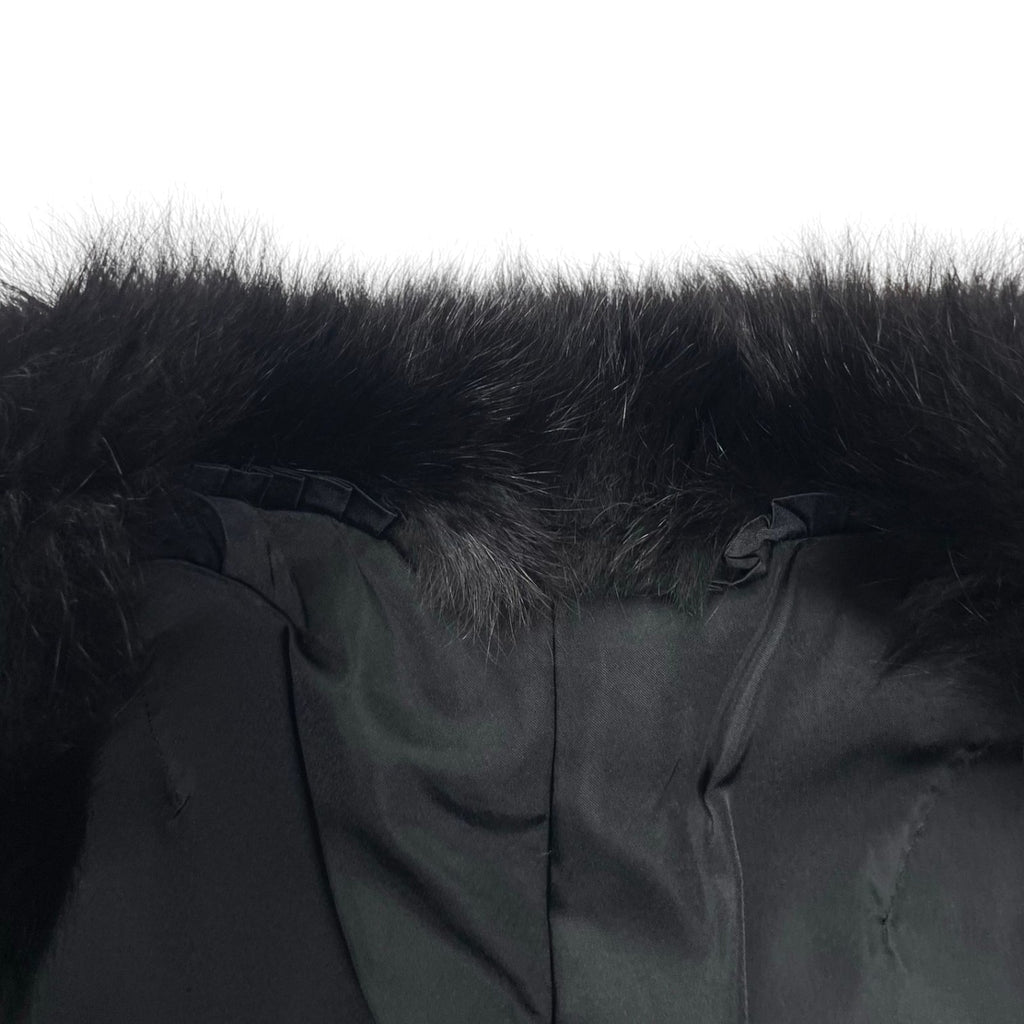 VINTAGE BLACK REAL FOX FUR COLLAR LAMB LEATHER COAT JACKET SIZE 9 M JAPAN - image 5