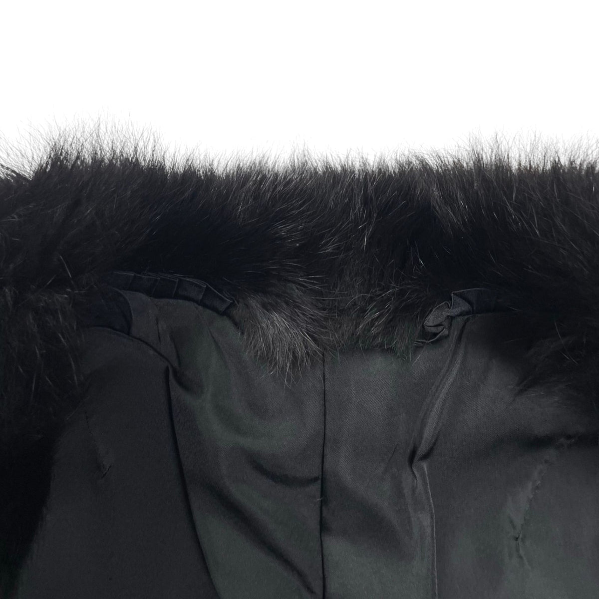 VINTAGE BLACK REAL FOX FUR COLLAR LAMB LEATHER COAT JACKET SIZE 9 M JAPAN - image 5