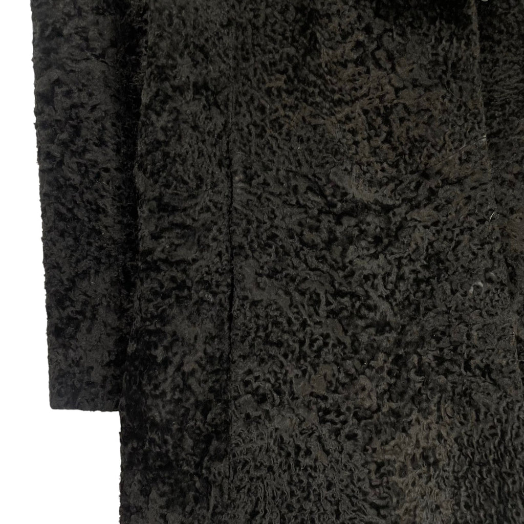 VINTAGE BLACK REAL FOX FUR COLLAR LAMB LEATHER COAT JACKET SIZE 9 M JAPAN - image 7