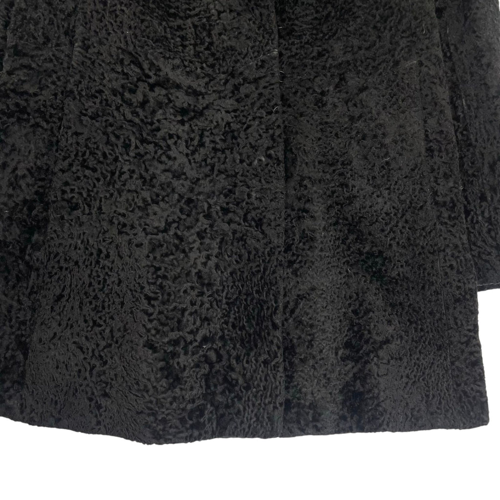 VINTAGE BLACK REAL FOX FUR COLLAR LAMB LEATHER COAT JACKET SIZE 9 M JAPAN - image 8